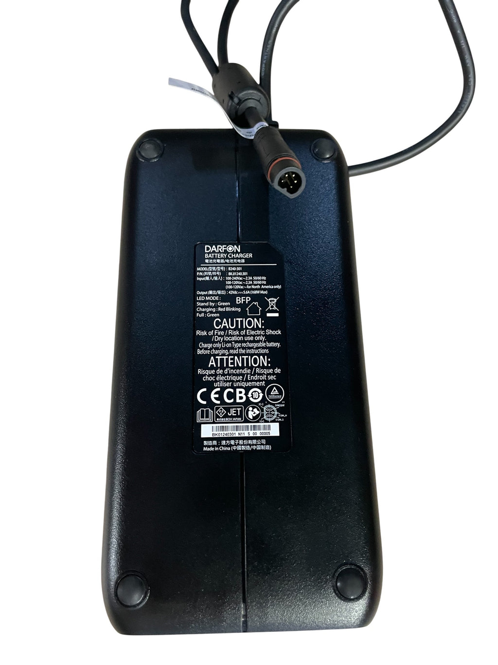 Darfon Caricabatteria per Bici Elettrica Smart Plus Modello B240-301 42V, 4A