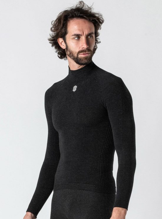 Stay Warm - Maglia termica Manica Lunga Collo Alto Anthracite-Rosolafreebikes Stay Warm - Maglia termica Manica Lunga Collo Alto Anthracite-Rosolafreebikes